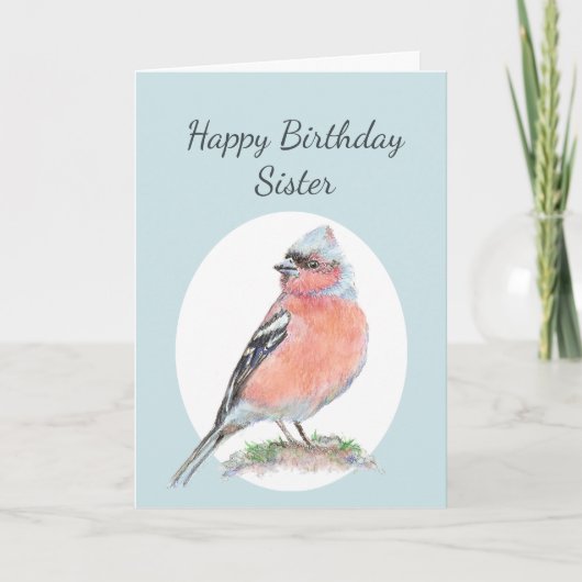 Niedlich Chaffinch Watercolor Birthday Sister Karte (Vorderseite)