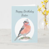 Niedlich Chaffinch Watercolor Birthday Sister Karte (Gelbe Blume)