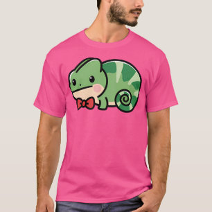 Niedlich Chameleon Kawaii Bow Krawatte Zoo Tagesau T-Shirt