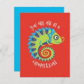 Niedlich Chameleon Kids Valentinstag Klassenzimmer Mitteilungskarte (Vorne/Hinten)