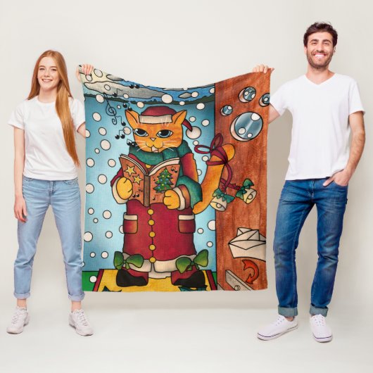 Niedlich Charming Christmas Carol Singer Cat Fleecedecke (Beispiel)