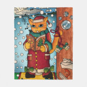 Niedlich Charming Christmas Carol Singer Cat Fleecedecke (Vorderseite)
