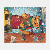Niedlich Charming Christmas Carol Singer Cat Fleecedecke (Vorderseite (Horizontal))