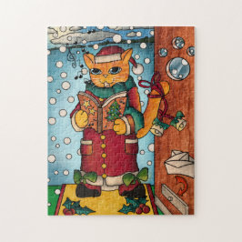 Niedlich Charming Christmas Carol Singer Cat Puzzle