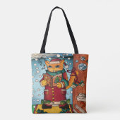 Niedlich Charming Christmas Carol Singer Cat Tasche (Rückseite)