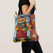 Niedlich Charming Christmas Carol Singer Cat Tasche (Von Nahem)