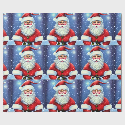 Niedlich Charming Retro Vintager Weihnachtsmann Geschenkpapier (Flach)