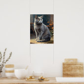 Niedlich Chartreux Cat Art Print Poster (Küche)