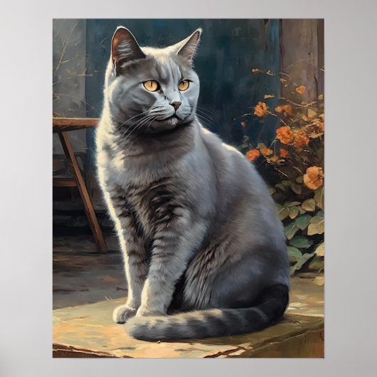 Niedlich Chartreux Cat Art Print Poster (Vorne)