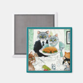 Niedlich Chat Friendsgiving Erntedank Dinner Magnet (Vorderseite/Rückseite)