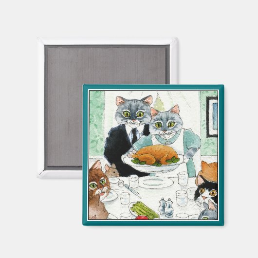Niedlich Chat Friendsgiving Erntedank Dinner Magnet (Vorderseite/Rückseite)