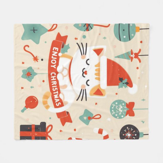 Niedlich Chat Genießen Sie die Weihnachtszeit Fleecedecke (Vorderseite (Horizontal))