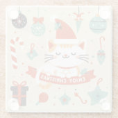 Niedlich Chat Genießen Sie die Weihnachtszeit Glasuntersetzer (Rückseite)