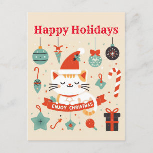 Niedlich Chat Genießen Sie die Weihnachtszeit Postkarte