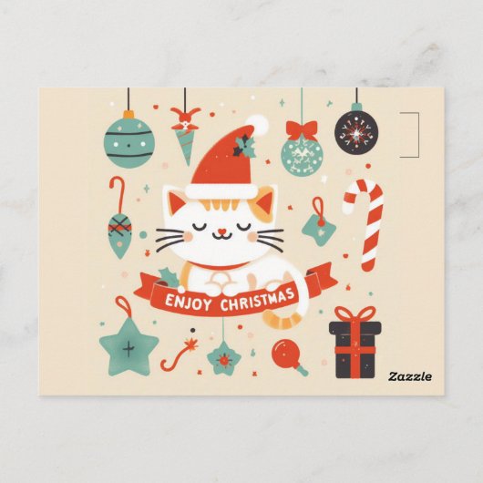 Niedlich Chat Genießen Sie die Weihnachtszeit Postkarte (Rückseite)