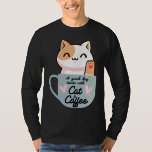 Niedlich Chat Kaffee Tasse Katzenjacke Babykaffee T-Shirt