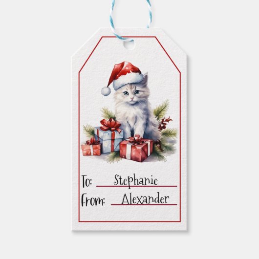 Niedlich Chat Weihnachten Geschenkanhänger (Vorderseite)