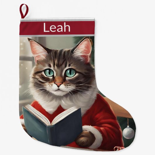 Niedlich Chat Weihnachten Großer Weihnachtsstrumpf (Vorderseite)