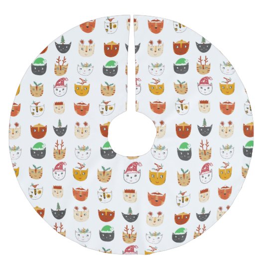 Niedlich Chat Weihnachten Polyester Weihnachtsbaumdecke (Vorderseite)