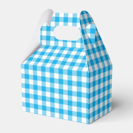 Niedlich Checked Blue White Gingham Kariert Geschenkschachtel (Rückseite)