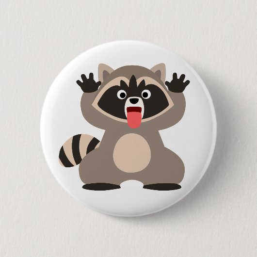 Niedlich Cheeky Cartoon Raccoon Button (Vorderseite)