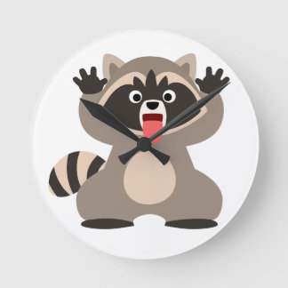 Niedlich Cheeky Cartoon Raccoon Runde Wanduhr