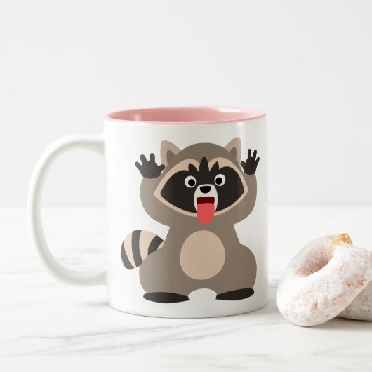 Niedlich Cheeky Cartoon Raccoon Zweifarbige Tasse (Mit Donut)