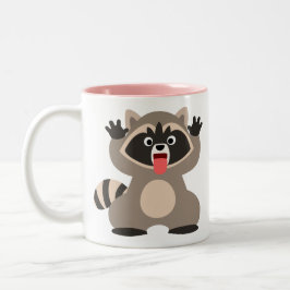 Niedlich Cheeky Cartoon Raccoon Zweifarbige Tasse