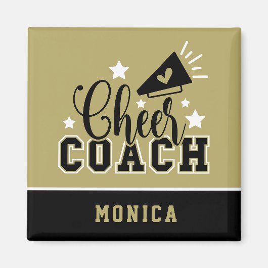 Niedlich Cheercoach Personalisiert Gold und Black Magnet (Vorne)