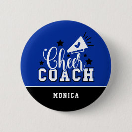 Niedlich Cheercoach Personalisiert Royal Blue & Bl Button
