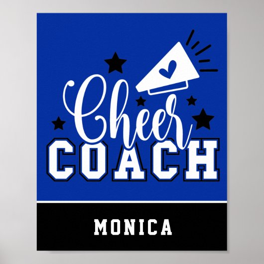 Niedlich Cheercoach Personalisiert Royal Blue & Bl Poster (Vorne)