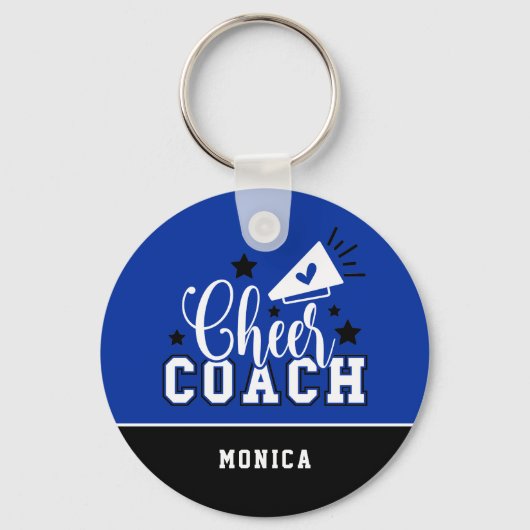 Niedlich Cheercoach Personalisiert Royal Blue und Schlüsselanhänger (Vorderseite)