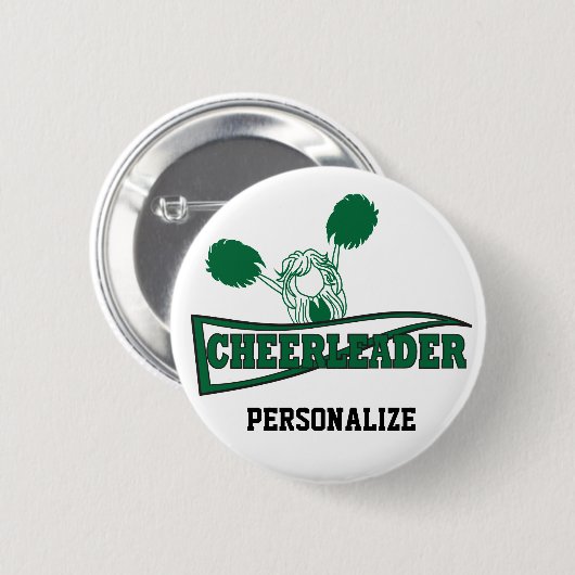 Niedlich Cheerleader | DIY Name | Dunkelgrün Button (Vorne & Hinten)