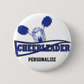 Niedlich Cheerleader Girl | DIY Name | Dunkelblau Button (Vorderseite)