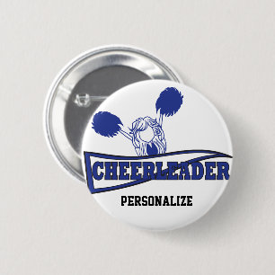 Niedlich Cheerleader Girl DIY Name Dunkelblau Button