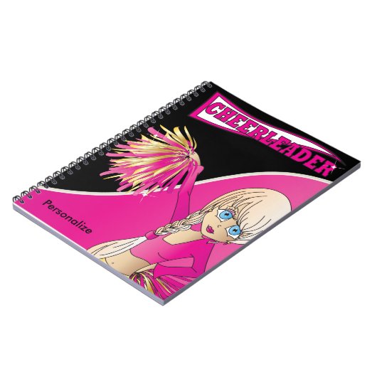 Niedlich Cheerleader Girl | DIY Name | Rosa Notebo Notizblock (Linke Seite)