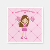 Niedlich Cheerleader Kids Custom Pink Birthday Par Serviette (Vorderseite)
