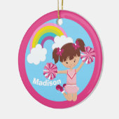 Niedlich Cheerleader Monogram Pink Kids Weihnachte Keramik Ornament (Links)