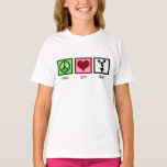 Niedlich Cheerleader Peace Liebe Cheer Girls T-Shirt<br><div class="desc">Peace Liebe Cheer T - Shirt für eine Cheerleader. Niedlicher springender Cheerleader, der Pom Poms hält.</div>