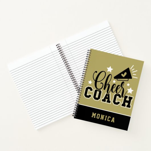 Niedlich Cheertrainer Personalisiert Gold und Blac Notizblock (Innenseite)