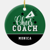 Niedlich Cheertrainer Personalisiert grün und schw Keramik Ornament (Hinten)