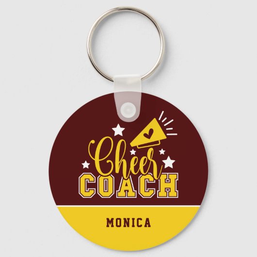 Niedlich Cheertrainer Personalisiert Maroon & Yell Schlüsselanhänger (Vorderseite)