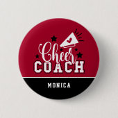 Niedlich Cheertrainer Personalisiert Red & Black Button (Vorderseite)