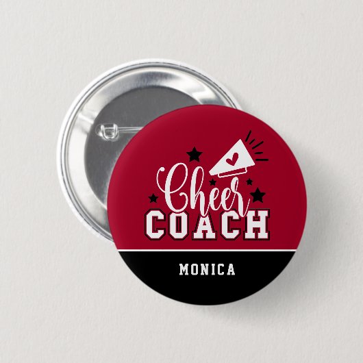 Niedlich Cheertrainer Personalisiert Red & Black Button (Vorne & Hinten)