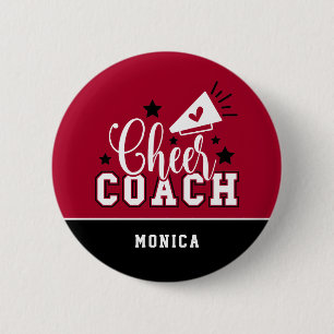 Niedlich Cheertrainer Personalisiert Red & Black Button