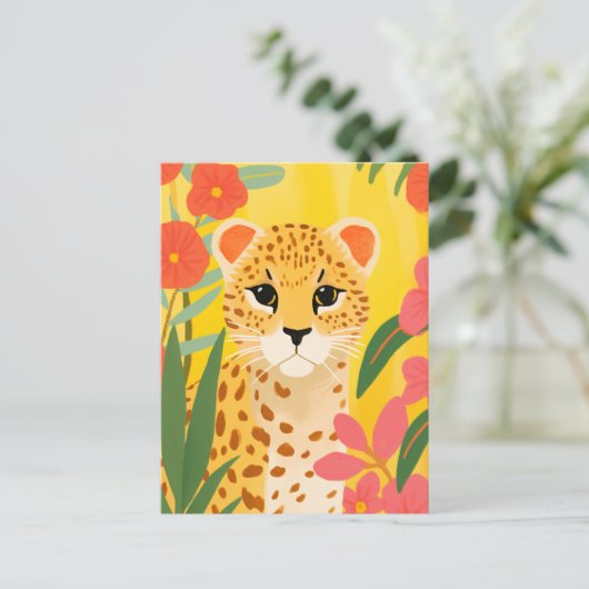 Niedlich Cheetah Postkarte (Stehend Vorderseite)