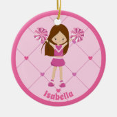Niedlich Cheleader Pink Personalisiert Weihnachten Keramik Ornament (Vorne)