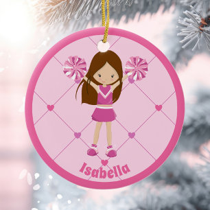 Niedlich Cheleader Pink Personalisiert Weihnachten Keramik Ornament