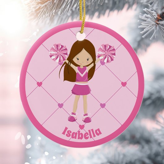 Niedlich Cheleader Pink Personalisiert Weihnachten Keramik Ornament