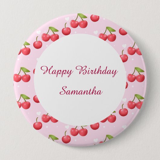 Niedlich Cherry 1. Geburtstag Party Button (Vorderseite)